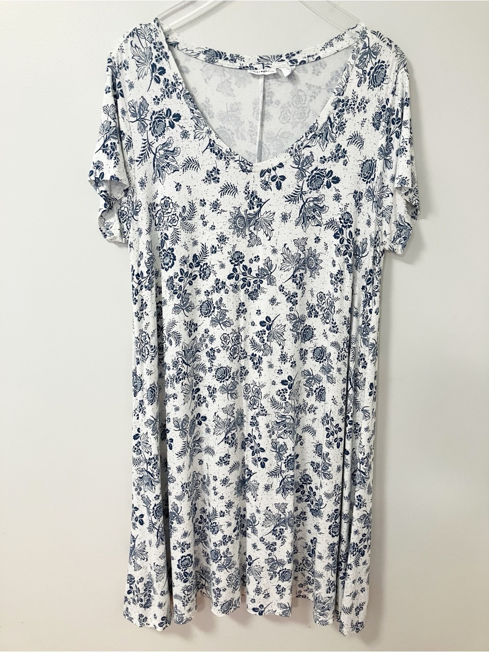 Lucky Brand | White Floral Flowy Shift Dress 1X Boho Chic Gardencore Spring